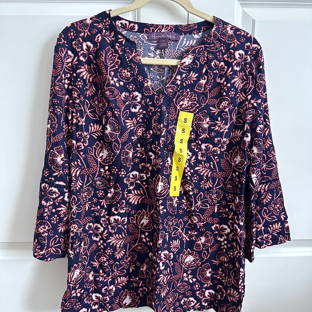 Gloria Vanderbilt Women's Nova Blouse - Batik Stamp Midnight Affair, Small